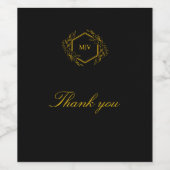 Black and Gold Mongram Crest ワインラベル (シングルラベル)