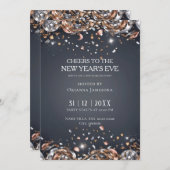 Black and Gold New Year's Eve Party  招待状 (正面/裏面)