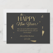 Black and Gold New Years Greeting Card 招待状 (正面)