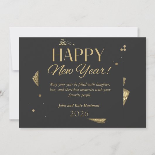 Black and Gold New Years Greeting Card 招待状 (正面)