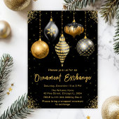 Black and Gold Ornament Exchange Party 招待状