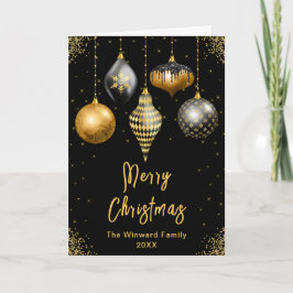 Black and Gold Ornaments Merry Christmas シーズンカード
