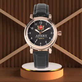 Black and Gold PCustom Royal Crest Luxury Gift 腕時計