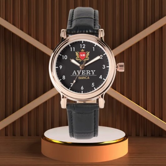 Black and Gold PCustom Royal Crest Luxury Gift 腕時計