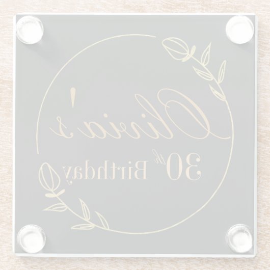 Black and Gold Personalized ガラスコースター (裏面)