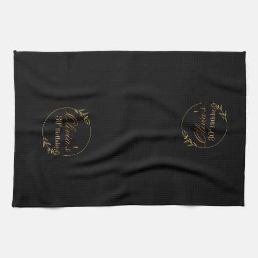 Black and Gold Personalized キッチンタオル (横)
