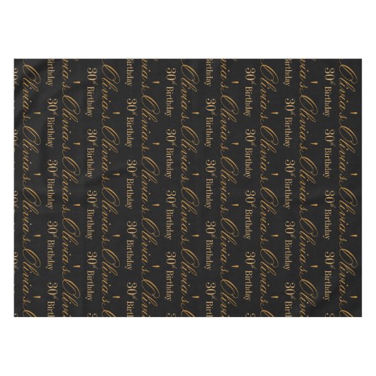Black and Gold Personalized テーブルクロス (正面(横))