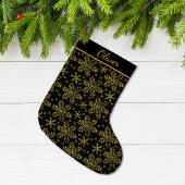 Black and Gold Personalized ラージクリスマスストッキング