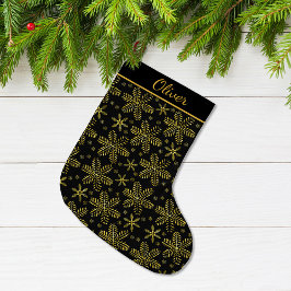 Black and Gold Personalized ラージクリスマスストッキング