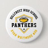 Black and Gold Personalized Football Team Spirit 缶バッジ (正面)