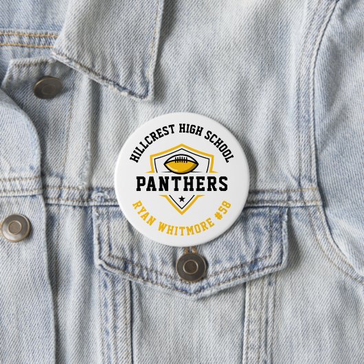 Black and Gold Personalized Football Team Spirit 缶バッジ (インサイチュ)