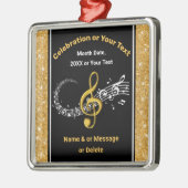 Black and Gold Personalized Music Note Ornaments メタルオーナメント (左)
