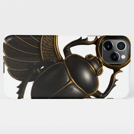 Black and Gold Pharaonic Beetle iPhone Case iPhoneケース (裏面横)