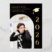Black and Gold Photo Graduation Invitation 箔招待状 (正面)