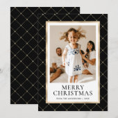 Black and Gold Photo Merry Christmas Card シーズンカード (正面/裏面)