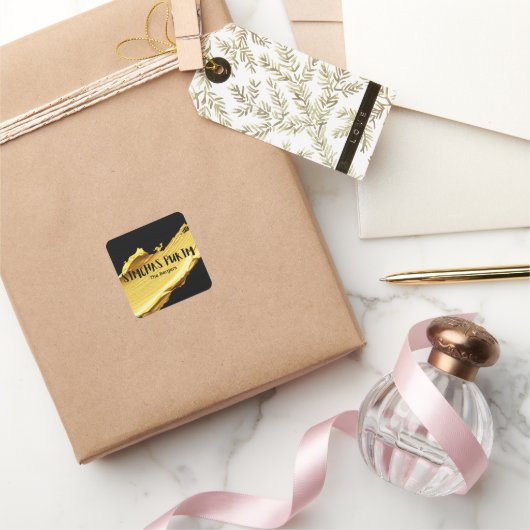 Black and gold Purim Label スクエアシール (ギフト)