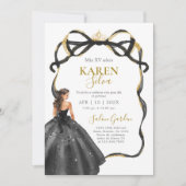 Black and Gold Quinceanera Invitation 招待状 (正面)