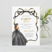 Black and Gold Quinceanera Invitation 招待状 (スタンド正面)