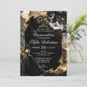 Black and Gold Quinceañera Invitation 招待状 (スタンド正面)