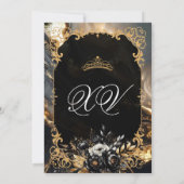 Black and Gold Quinceañera Invitation 招待状 (裏面)