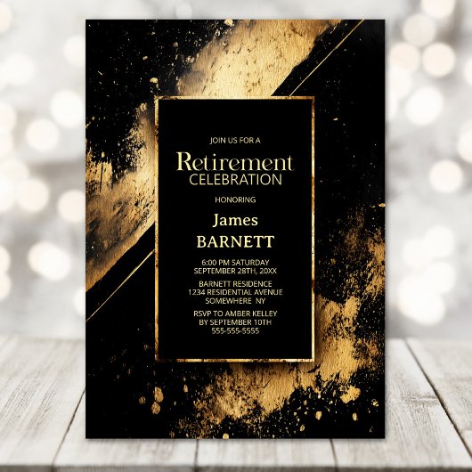 Black and Gold Retirement Party 招待状