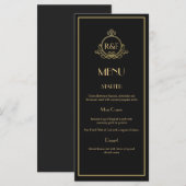 Black and Gold Roaring 20s Gatsby Wedding メニュー (正面/裏面)