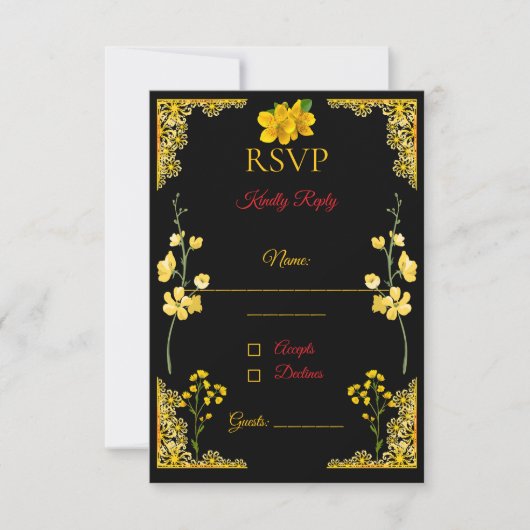 Black and Gold RSVP Card (正面)