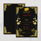 Black and Gold RSVP Card (正面/裏面)