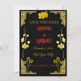 Black and Gold Save the Date Card セーブザデート