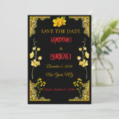 Black and Gold Save the Date Card セーブザデート (スタンド正面)