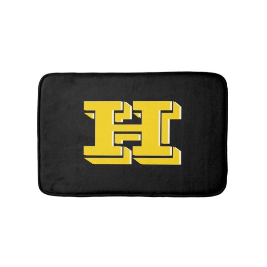 Black and Gold School Pride Color Style Monogram バスマット (正面)