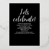 Black and Gold Script 4 photos Graduated for Her 箔招待状 (裏面)