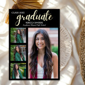 Black and Gold Script 4 photos Graduated for Her 箔招待状