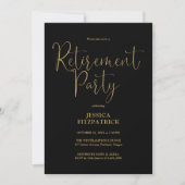 Black And Gold Script Photo Retirement Party 招待状 (正面)