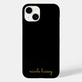 Black and Gold Script  | Stylish Monogram Modern Case-Mate iPhone 14ケース