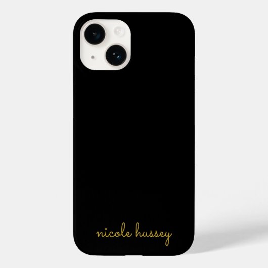 Black and Gold Script  | Stylish Monogram Modern Case-Mate iPhoneケース (裏面)