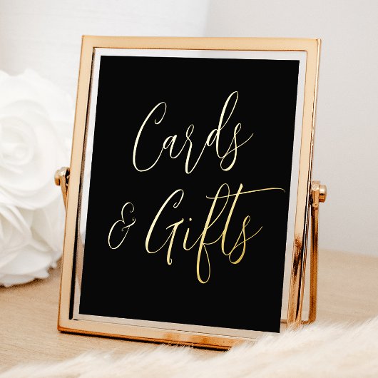 Black and Gold Script Wedding Cards and Gifts 箔ポスター