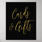 Black and Gold Script Wedding Cards and Gifts 箔ポスター (正面)