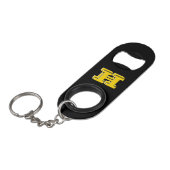 Black and Gold Stainless Keychain Bottle Opener キーホルダー栓抜き (正面アングル)