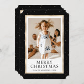 Black and Gold Starry Night Photo Christmas Card シーズンカード (正面/裏面)