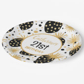 Black and Gold Strawberry Pattern ペーパープレート (アングル)