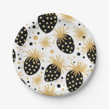 Black and Gold Strawberry Pattern