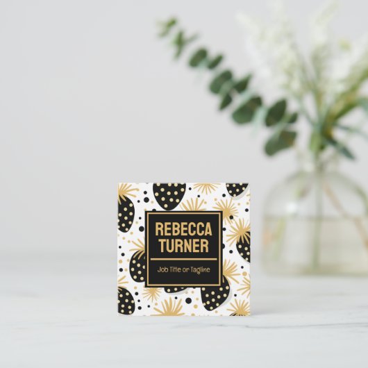 Black and Gold Strawberry, QR Code スクエア名刺 (スタンド正面)