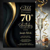 Black and Gold Surprise 70th Birthday Party 招待状