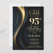 Black and Gold Surprise 95th Birthday Party 招待状 (正面)