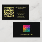 Black And Gold Template QR Code Company Logo 名刺 (正面/裏面)