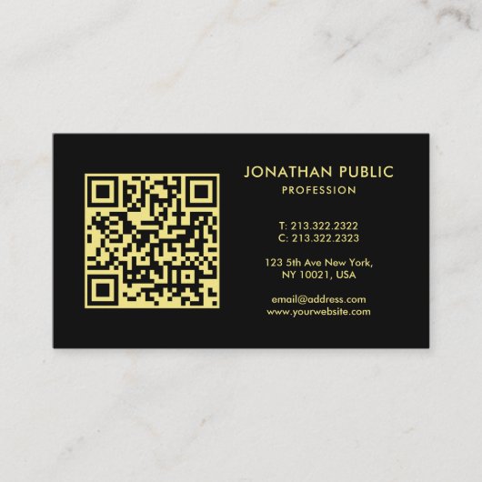 Black And Gold Template QR Code Company Logo 名刺 (正面)