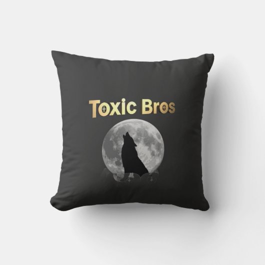 Black and Gold Toxic Bro's pillow クッション (正面)