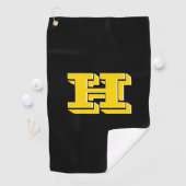 Black and Gold Varsity Letter Golf Towel ゴルフタオル (インサイチュ)