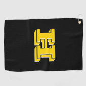 Black and Gold Varsity Letter Golf Towel ゴルフタオル (横)